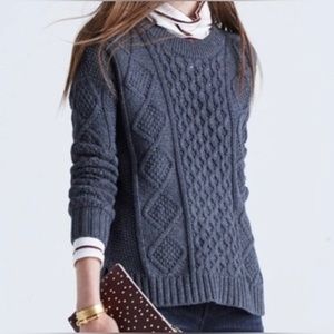 Madewell cable cotton blend knit gray soft sweater size Xs